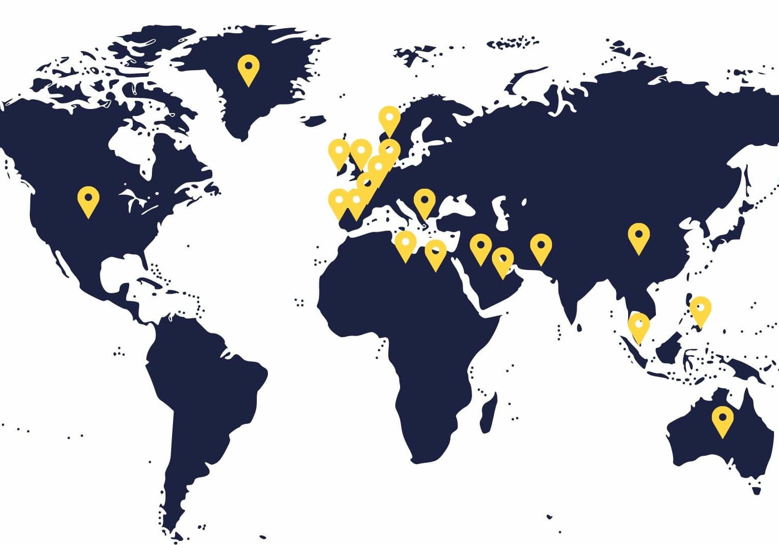 Map of where Brinicombe operates internationally